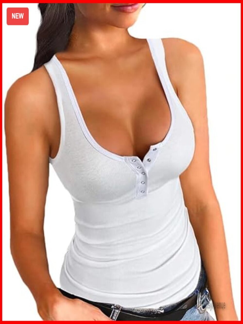 Slim Fit Ribbed Tank Top Rayon Spandex Blend Workout Casual